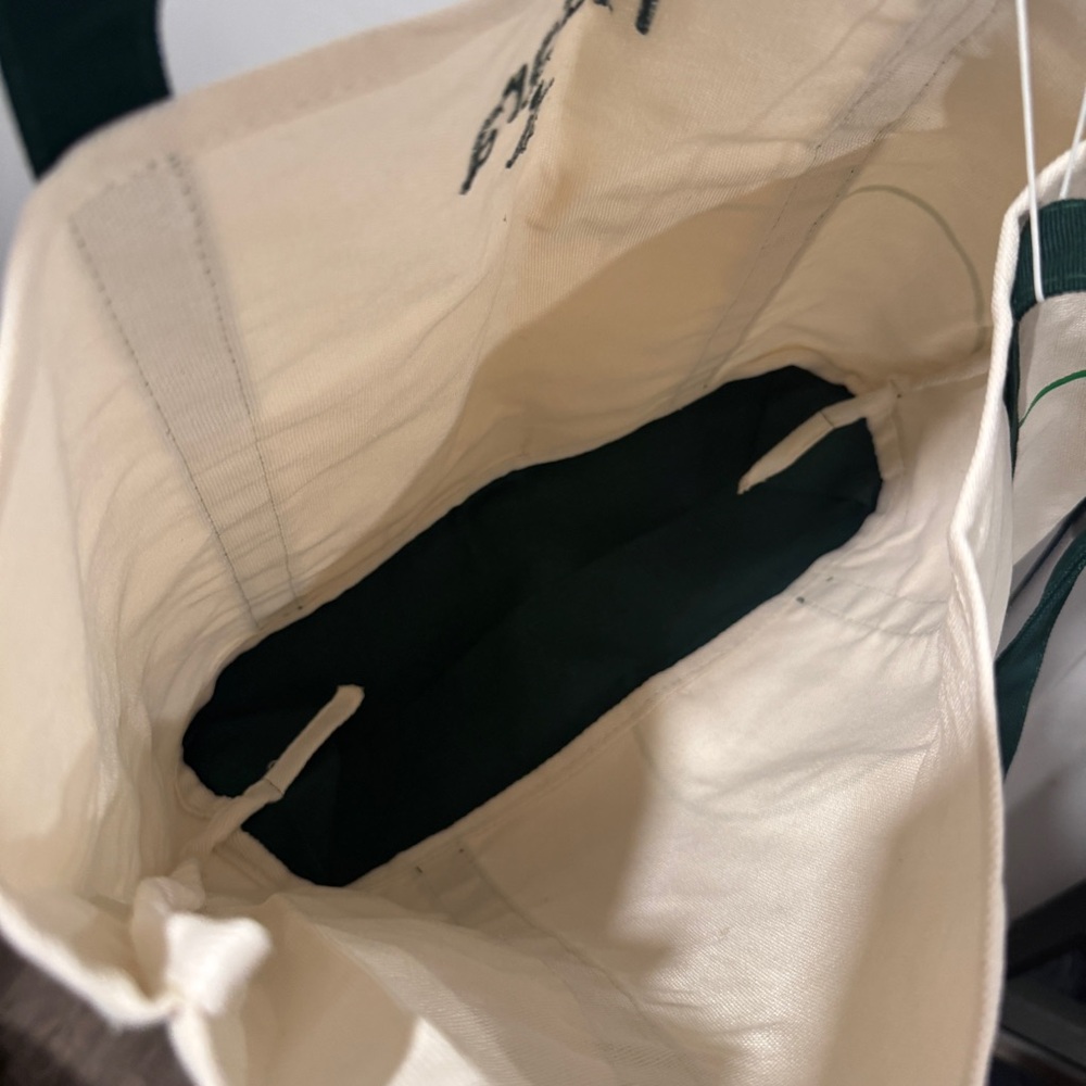 HALARA Cream and Green Canvas Tote Bag - Picture 3 of 4
